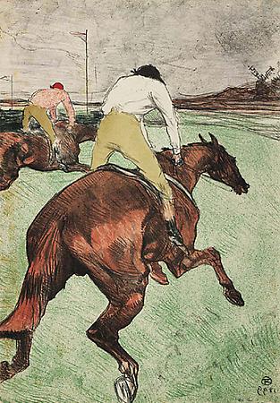 Henri de Toulouse-Lautrec
Le Jockey, 1899
Lithograph printed in colors
Sheet: 20 1/4 x 14 1/4 inches, (51.5 x 36.2 cm)
Final state, from the edition of 100
Delteil 279; Wittrock 308; Adriani 345 Image