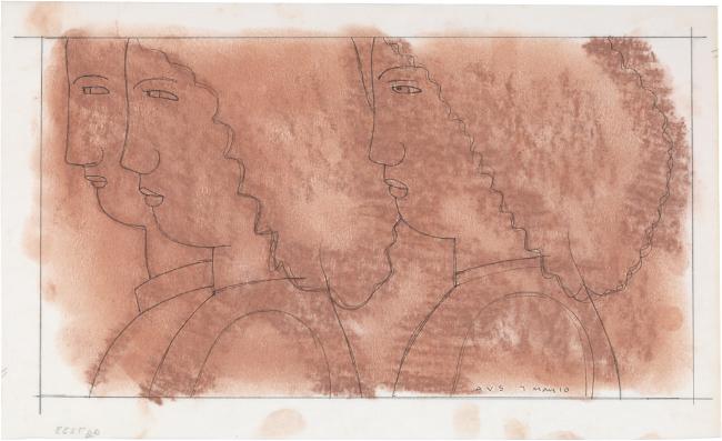 Study for On the Stairs, 2010
Pencil on paper with pastel tone on reverse
7 x 12 5/8 inches
Signed and dated at lower right: AVS 7 May 10
$2,000 Image