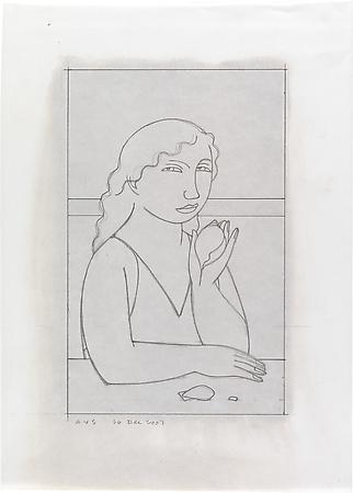 Woman Holding a Seashell, 2007
Pencil on paper with pastel tone on reverse
8 3/8 x 5 1/2 inches
Signed and dated at lower left: AVS / 26 Dec 2007
$1,500 Image