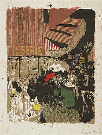 Edouard Vuillard
La Patisserie, c. 1899
Lithograph printed in colors
Image: approx. 14 1/2 x 11 inches, (37 x 28 cm)
Sheet: 20 1/8 x 14 inches, (51 x 35.5 cm)
Roger-Marx 41 Image