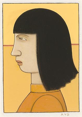 Cherie Likes Yellow, 2009
Oil on linen
4 1/2 x 3 inches
Signed at lower right: AVS
Private collection Image
