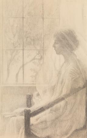 Lilian Westcott Hale (1881-1963)
The Veil, 1916
Pencil on paper
22 x 14 1/8 inches Image
