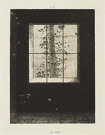 Odilon Redon
Le Jour, from the complete Songes, 1891
The complete portfolio, six lithographs
Portfolio: 18 1/8 x 12 3/4 inches, (46.2 x 32.3 cm)
Sheets: 17 3/4 x 12 1/2 inches, (45 x 31.8 cm)
From the edition of 80
Mellerio 110-115 Image