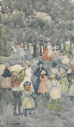 Maurice Prendergast (1858-1924)
Picnic Party, c. 1900-03
Watercolor and pencil on paper
17 3/4 x 10 1/4 inches Image