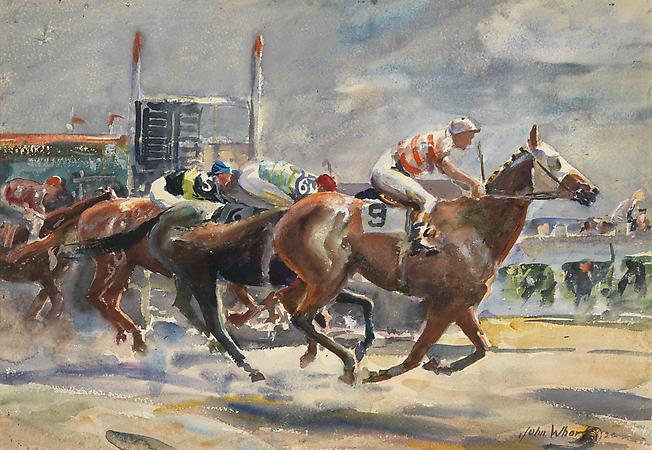 John Whorf (1903-1959)
Approaching the Finish, 1926
Watercolor on paper
14 1/2 x 21 inches Image