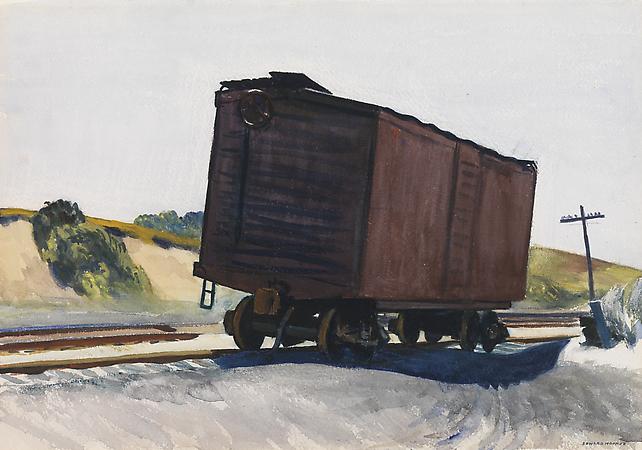 Edward Hopper (1882-1967)
Freight Car at Truro, 1931
Watercolor on paper
13 1/2 x 19 1/2 inches Image