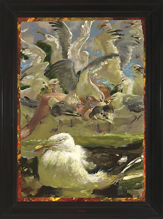 Jamie Wyeth (b. 1946)
Sloth (Seven Deadly Sins), 2007
Combined mediums on hand-wove, toned paper mounted on archival board
34 1/2 x 24 1/4 inches
Signed lower right: J. Wyeth
Image