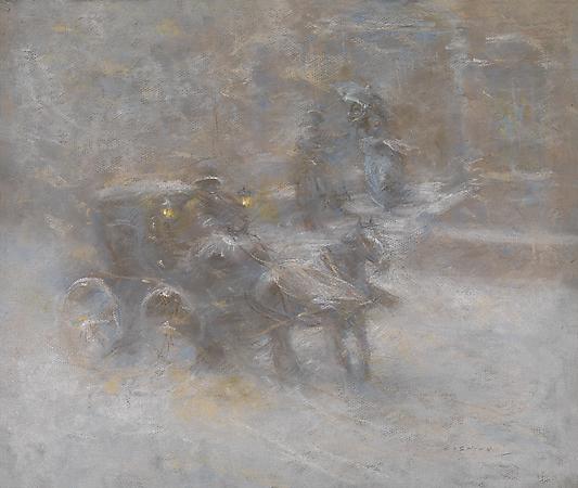 Everett Shinn (1876-1953)
Snow Storm, c. 1910
Pastel on paper
16 1/8 x 19 1/4 inches Image