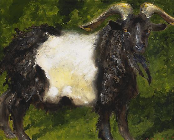 Jamie Wyeth (b. 1946)
Black and White Goat, 2008
Combined mediums on toned paper board
16 x 20 inches
Signed:lower right: J. Wyeth
Image