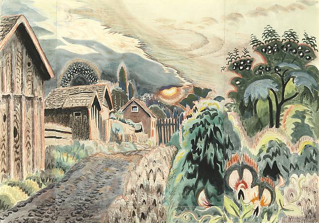Charles Burchfield (1893-1967)
Sweet Pea Mood, 1917
Watercolor and crayon on paper
23 1/4 x 33 1/8 inches
SOLD Image