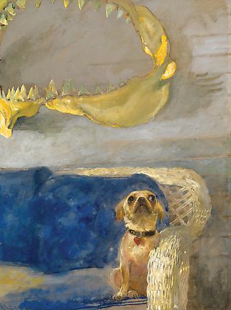 A Dog and the Great White Shark Jaw, 2010
Combined mediums on toned board
31 1/2 x 23 1/4 inches
© Jamie Wyeth Image