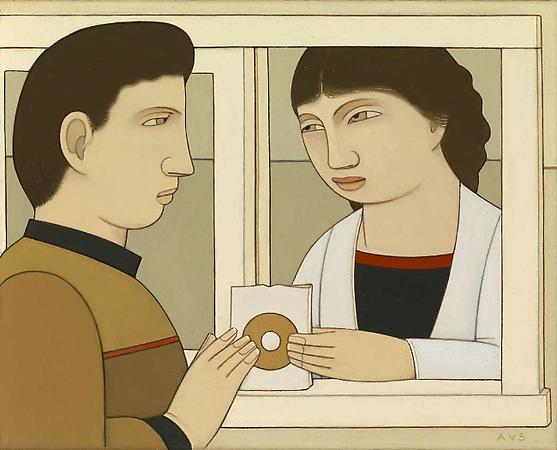 Donut Take-out Window, 2009
Oil on linen
6 x 7 1/2 inches
Signed at lower right: AVS
SOLD Image