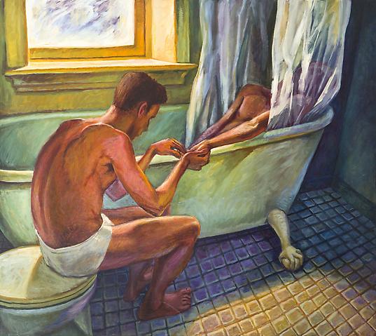 Bath Curtain (1992)
Oil on canvas
71.94h x 60.13w in (182.73h x 152.73w cm)