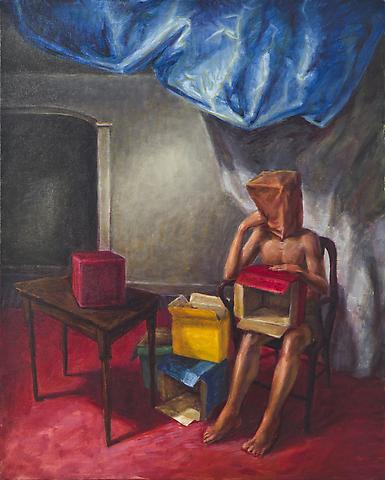 Boxes (1990)
Oil on canvas
40h x 32w in (101.6h x 81.28w cm)