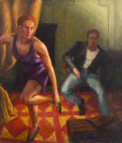 Purple Velvet Dress (1989)
Oil on canvas
54.75h x 46.25w in (139.07h x 117.48w cm)