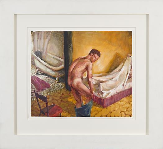 Bedtime (1990)
Oil on gessoed paper
11.25h x 13w in (28.58h x 33.02w cm)