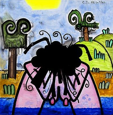 Bather (One)
2009
71 x 71 inches
Mixed media on canvas