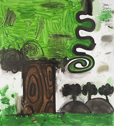 Distant Hills (Healthy Tree)
2007-08
66 x 60 inches
Mixed media on linen