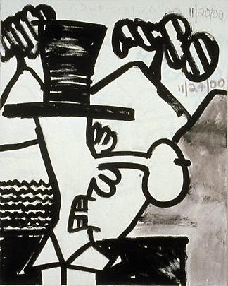 The Search for Orgone (A)
2000
23 3/4 x 18 inches
Urethane, acrylic, and graphite on linen