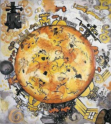 Big Orange Planet
2005-06
120 x 108 inches
Mixed media on linen