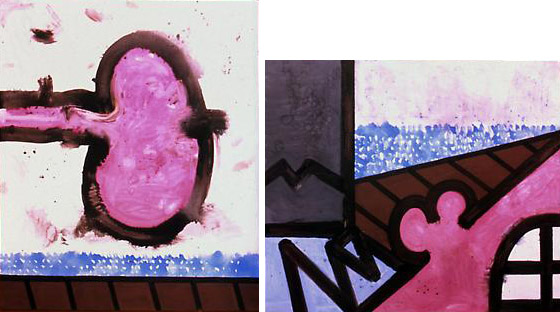 Rotation/Ocean (A)
2004
98 3/4 x 179 1/2 inches
Mixed media on linen in two parts, diptych