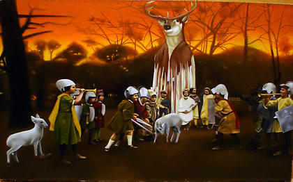 James Swainbank (Maryland Institute College of Art)
<i>The Benevolent Elk</i> 2008, oil on Linen, 9 x 12 inches