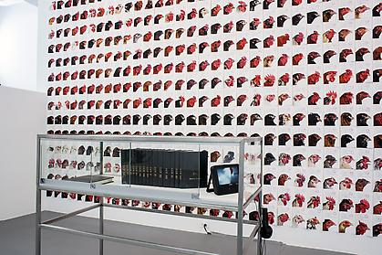KOEN VANMECHELEN
Leaving Paradise
2013, installation view, CONNERSMITH.

Hybritity in Art and Science (dOCUMENTA 13)
2012, Showcase (glass and steel), passports chickens CCP, file Hybritity in Art and Science, canvas, video monitor, headphones.
Please contact gallery for further information.