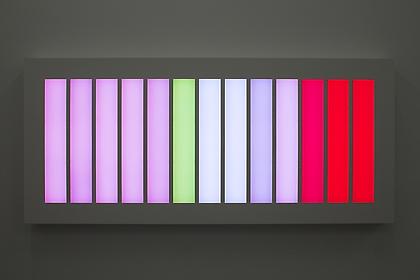 LEO VILLAREAL
Coded Spectrum
2012, light emitting diodes, mac mini, custom software, circuitry, powder-coated aluminum, plexiglas, 46 x 103.25 x 6 inches, unique
To view video click <a href="http://www.connercontemporary.com/artists/leo-villareal/?view=video" target="_blank">here</a> (Video #1)