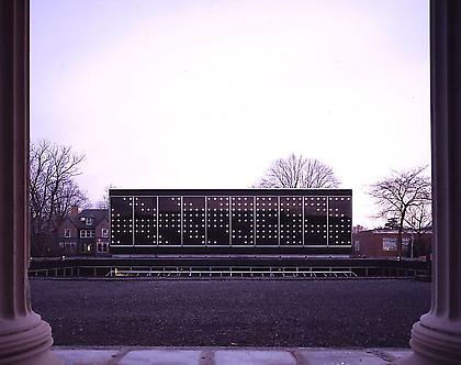 LEO VILLAREAL
Light Matrix
2005, white LEDs, custom software, electrical hardware, 16 x 80 feet
Site specific installation: Albright-Knox Art Gallery, Buffalo, NY