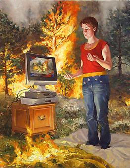 NATHANIEL ROGERS
Burning News
2011, oil on panel, 10.5 x 8 inches