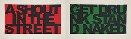Kenny Hunter
A Shout in the Street and Get Drunk Stand Naked
2008, screenprints, 46.46 x 33.07 inches.
