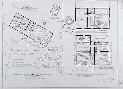 MARK BENNETT
Home of Raymond and Connie Marble (Pink Flamingos)
Home of Babs Johnson (A Trailer)
2007, India ink and graphite on vellum, 30 x 42 inches