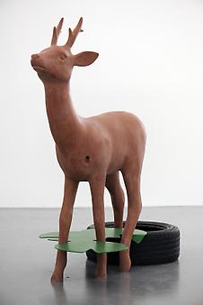 Kenny Hunter
Like Water in Water
2009,  resin, jesmonite, steel and paint, 35 x 59 x 23 inches.