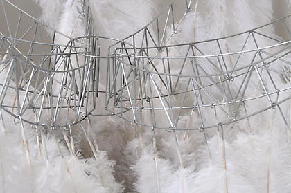 Meg Mitchell (University of Maryland)
<i>Embodied Transcendence / Blast-off (in miniature)</i> - 2008, Steel wire, ostrich feathers, 48 x 48 inches