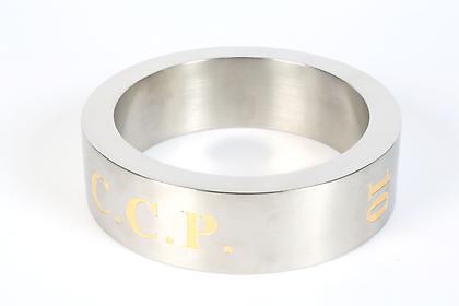 KOEN VANMECHELEN
Ringed
2012, stainless steel ring with engraving, 2.25 x 8 x .75 inches, edition: 35 - each unique