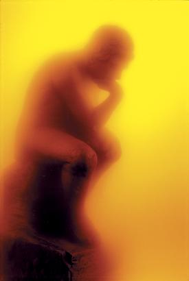 <i>Thinker</i>, 1988
Cibachrome print, silicone, acrylic, wood frame
40 by 1/2 inches (101.6 x 69.9 cm)
Edition 9/10 Image
