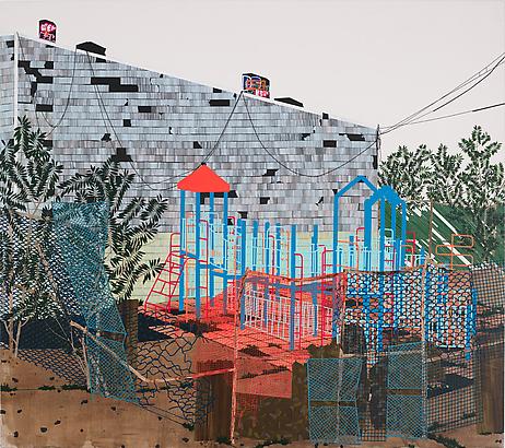 <i>Playground (Ailanthus Altissima)</i>, 2013
Acrylic on canvas over panel
64 by 72 inches (162.6 x 182.9 cm) Image