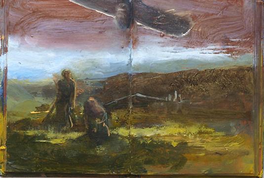 Meydad Eliyahu
Untitled, 2010	  
Primal Memories series, oil on book 
16 X 21 cm