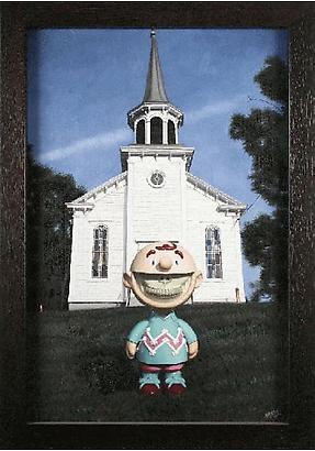 ron english
<i>the good grin</i>
oil on canvas
36" x 24" in. (91.4 x 61 cm.)
40" x 28" in. (101.6 x 71.1 cm.) framed