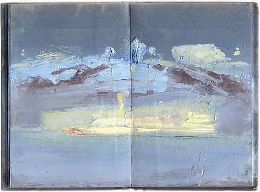 Meydad Eliyahu
Untitled, 2009	  
Outland series, oil on book
27 X 19 cm