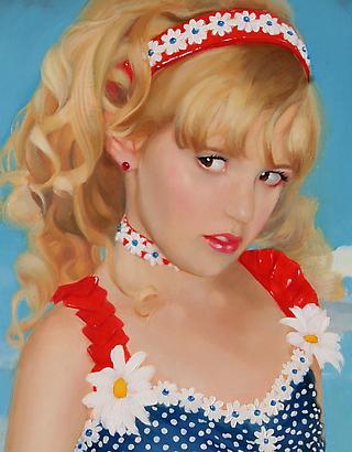 Gretchen Ryan                                                                                                            
Detail of Little Miss America, 2010
Oil on linen wrapped panel 
24 x 18 x 2 inches