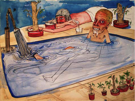 Kris Porter 
<i>Untitled</i>, 2009
	Watercolor and ink on paper
11 1/8 x 15 inches
28.26 x 38.1 cm