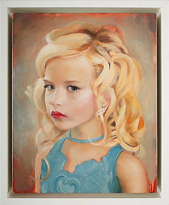 gretchen ryan
<i>self portrait as a different girl</i>, 2009
oil on linen over panel
10" x 8" in. (25.4 x 20.3 cm.)
11 3/8" x 9 3/8" in. (28.9 x 23.8 cm.) framed