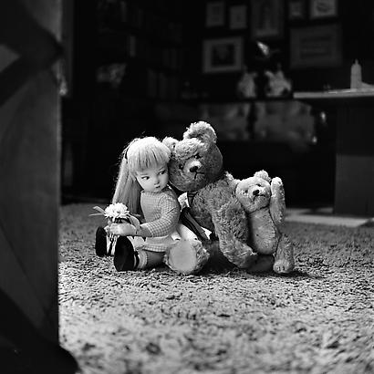 <i>The Lonely Doll: "Just look at this mess!" he said sternly. "These things aren't yours. And you know you're too young for lipstick, Edith."</i>, 1956 (Printed 2012)
Chromogenic Print