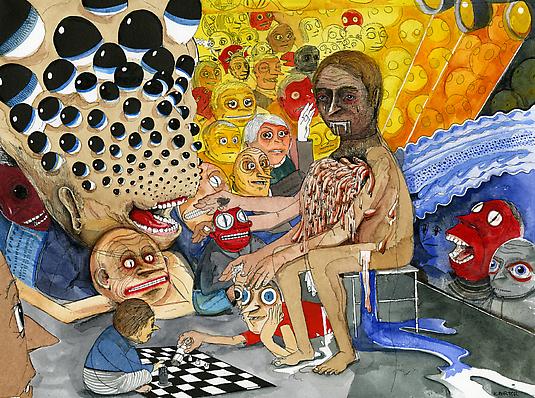 Kristofer Porter
Playing in Public, 2010
ink and watercolor on paper
15 x 11 inches