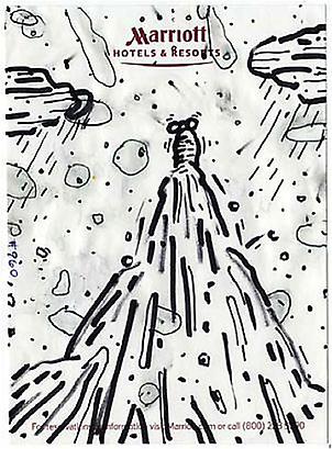 William Pope.L
<i>Failure Drawing #960
Worm Into Space</i>, 2004
Black marker and ink on
Hotel stationary
5 7/16 x 3 15/16 inches
13.81 x 10 cm