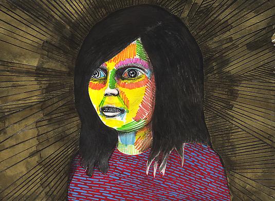 Christopher Davison
Untitled (portrait of a girl), 2010
ink on paper with marker and goldleaf
11 x 15 inches