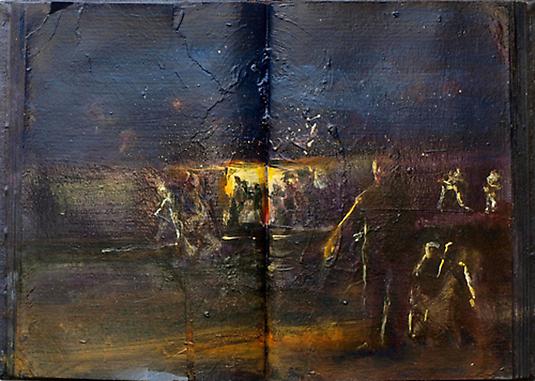 Meydad Eliyahu
Untitled, 2010	  
Primal Memories series, oil on book 
27 X 19 cm