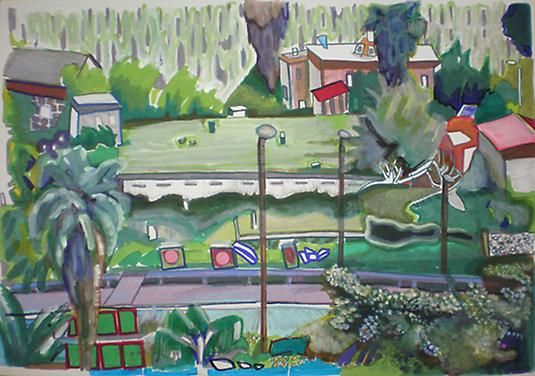 Talia Israeli
Untitled, 2010	  
650m above sea level 
Color pen & acrylic on paper 
40 X 55 cm