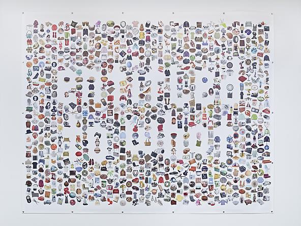 Entitled To What, 2006-12
Digital print on canvas, grommets
96 x 120 inches